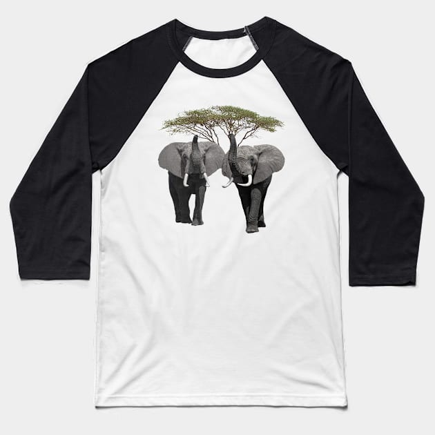 Elephants with a tree on safari in Kenya / Afrika Baseball T-Shirt by T-SHIRTS UND MEHR